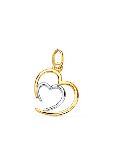 18K COLGANTE ORO BICOLOR DOBLE CORAZON EN...