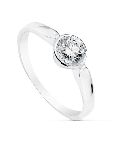 18K SOLITARIO ORO BLANCO CON CIRCONITA DE 6 MM