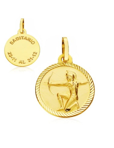 18K PLACA HOROSCOPO ORO AMARILLO SAGITARIO 16 MM