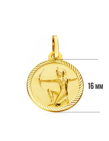 18K PLACA HOROSCOPO ORO AMARILLO SAGITARIO 16 MM
