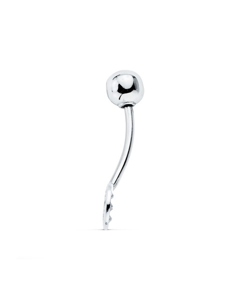 9K PIERCING OMBLIGO ORO BLANCO REDONDO CIRCONITA 6 MM CIERRE BOLA LISA 5 MM