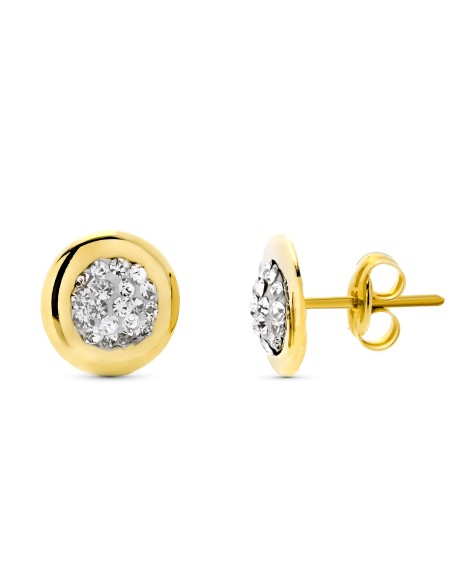 9K PENDIENTES ORO AMARILLO REDONDOS 8 MM CIERRE PRESION
