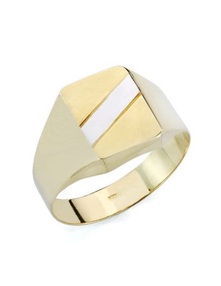 9K SELLO ORO AMARILLO BANDA ORO BLANCO HUECO EN BRILLO. ZONA GRABADO: 15X10,5 MM
