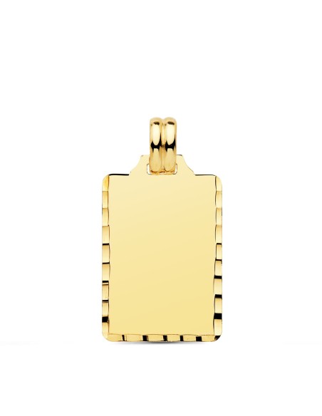9K PLACA CHAPA ORO AMARILLO LISA ALTO BRILLO TALLADA 24X14 MM