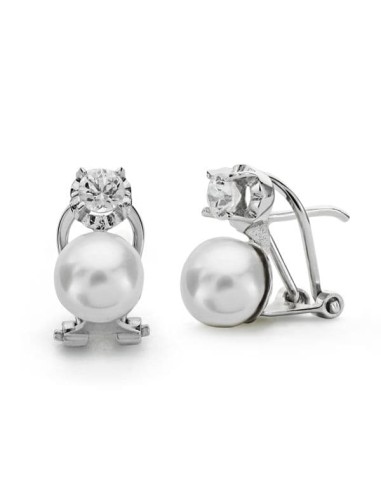 18K PENDIENTES ORO BLANCO PERLA CULTIVADA 7-4.5...