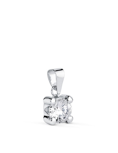 18K COLGANTE ORO BLANCO CON CIRCONITA 6MM CON 4 GARRAS. ANCHO: 6,5 MM.