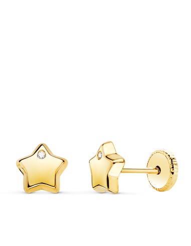 18K PENDIENTES ORO AMARILLO CON ESTRELLA Y...