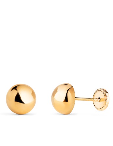 18K PENDIENTES ORO AMARILLO MEDIA BOLA LISA...