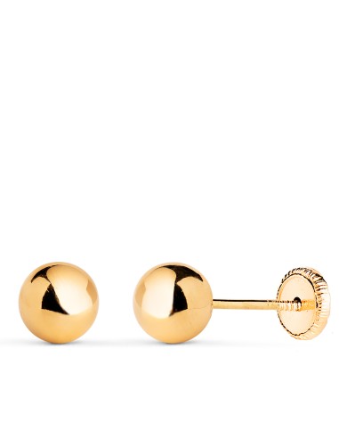18K PENDIENTES ORO AMARILLO BOLA LISA BRILLA...
