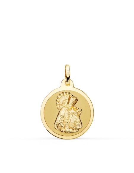 18K MEDALLA ORO AMARILLO VIRGEN DE LOS DESAMPARADOS MATE Y BRILLO 18 MM