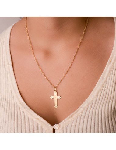 18K CRUZ ORO AMARILLO SIN CRISTO TALLADA 35X23 MM
