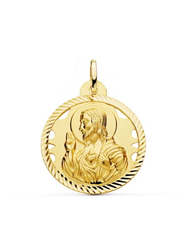 18K MEDALLA ORO AMARILLO CRISTO SAGRADO CORAZON...