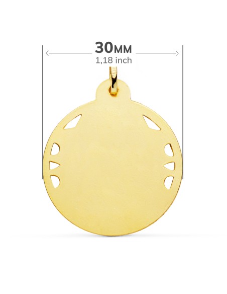 18K MEDALLA ORO AMARILLO VIRGEN DEL CARMEN CALADA HELICE 30 MM