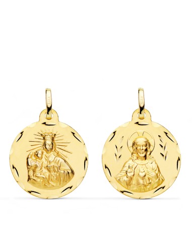 18K ESCAPULARIO ORO AMARILLO CORAZON DE JESUS Y...