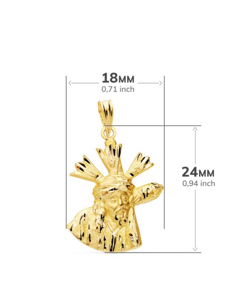 18K COLGANTE CRISTO DEL GRAN PODER SILUETA ORO AMARILLO 24X18 MM
