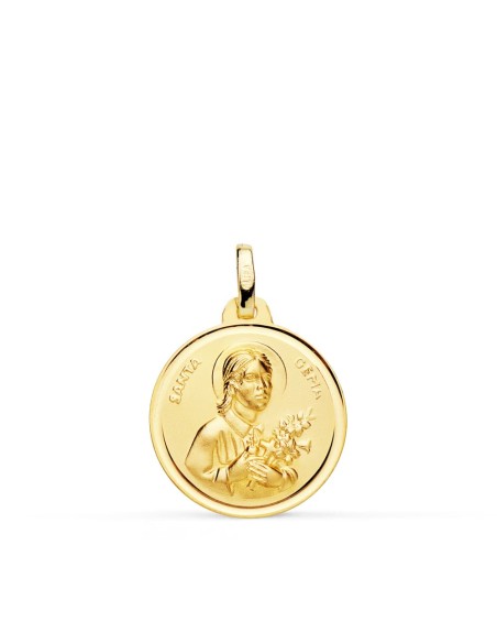 18K MEDALLA ORO AMARILLO SANTA GEMA BISEL 18 MM