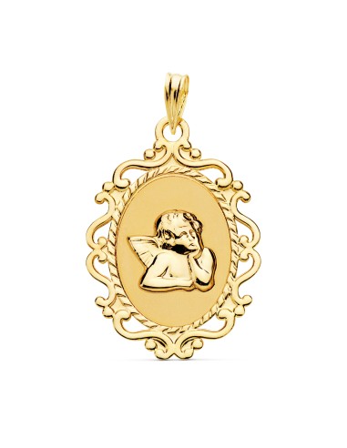 18K MEDALLA ORO AMARILLO ANGEL BURLON BRILLO Y...