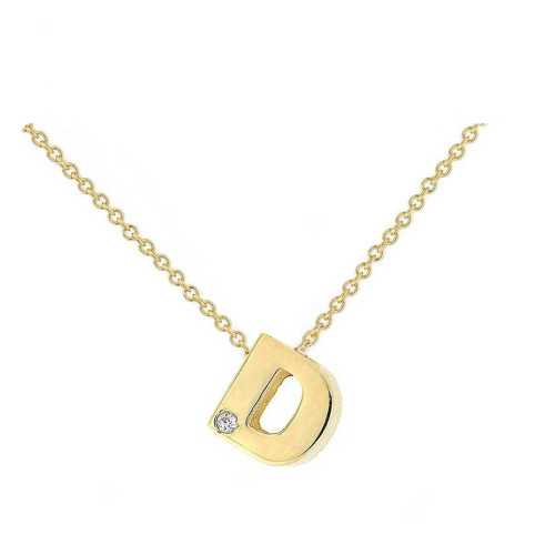Cadena y Colgante Letra D Diamante Oro