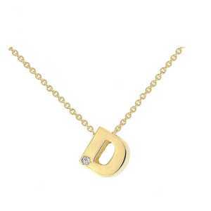 Cadena y Colgante Letra D Diamante Oro