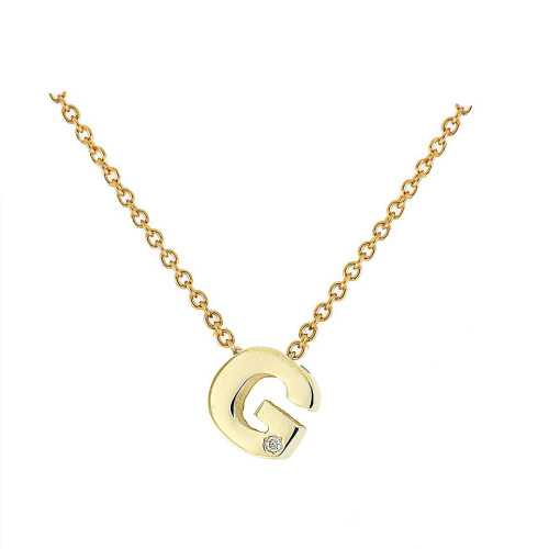 Cadena y Colgante Letra G Diamante Oro
