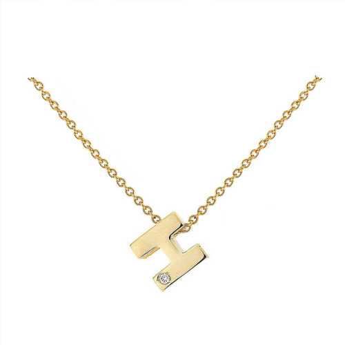 Cadena y Colgante Letra H Diamante Oro