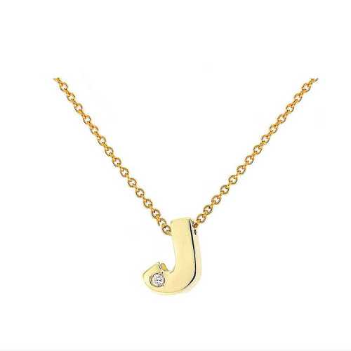 Cadena y Colgante Letra J Diamante Oro