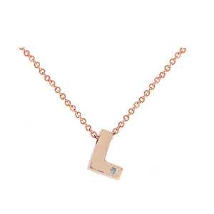 Cadena y Colgante Letra L Diamante Oro Rosa