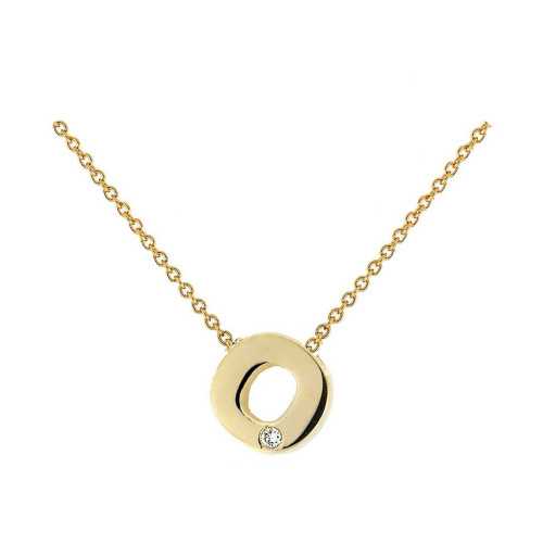 Cadena y Colgante Letra O Diamante Oro