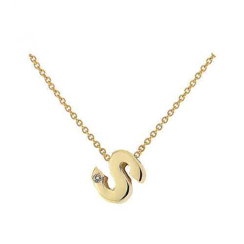 Cadena y Colgante Letra S Diamante Oro