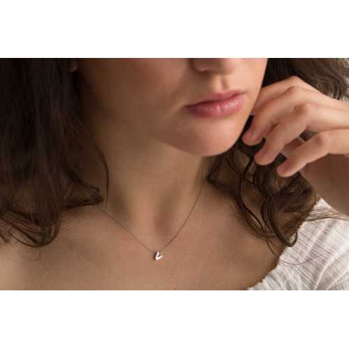Cadena y Colgante Letra V Diamante Oro Blanco
