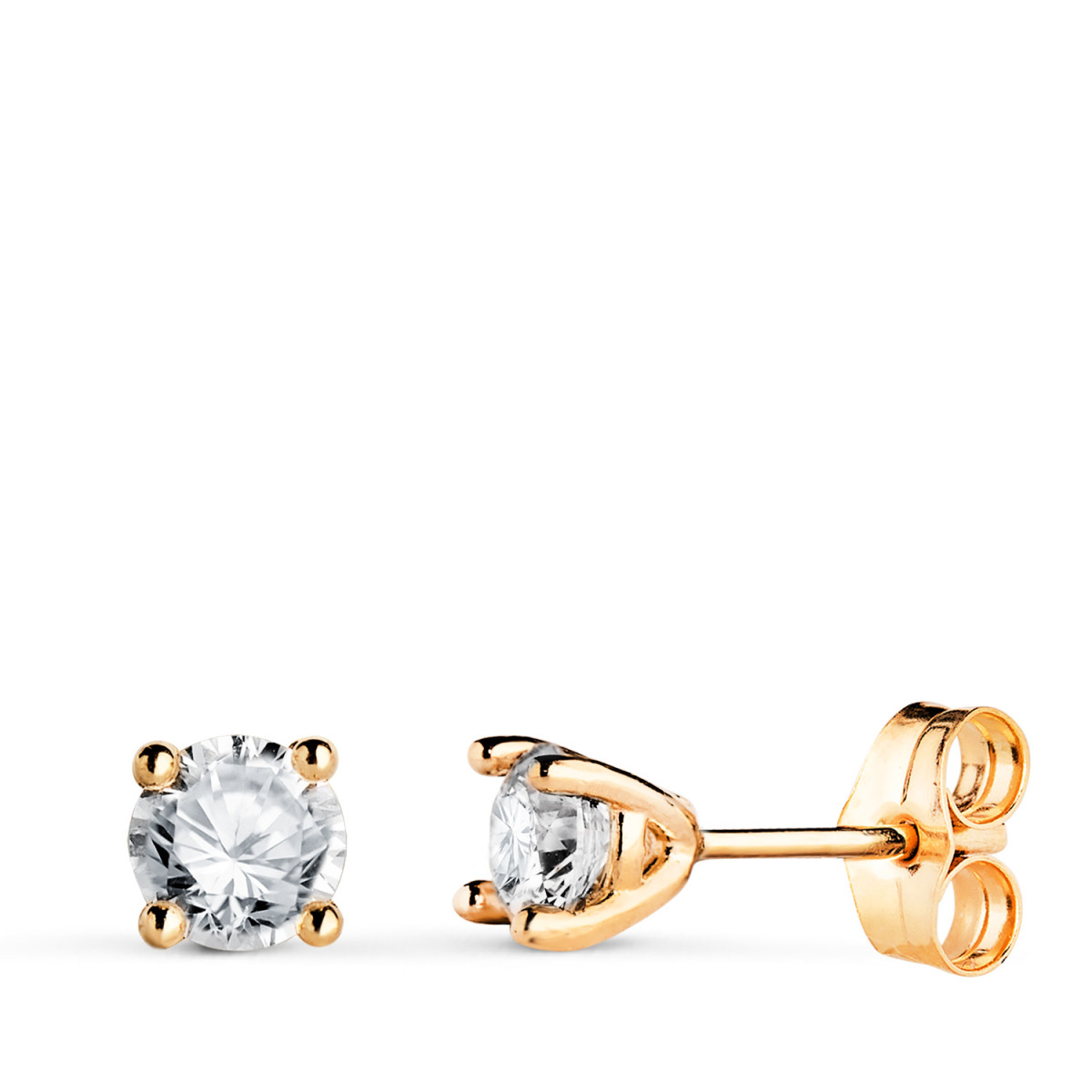 18K PENDIENTES ORO AMARILLO DIAMANTES TALLA BRILLANTE 4,5MM 0,600 QTS. VS2-G. CIERRE PRESION 4,5X4,5 MM