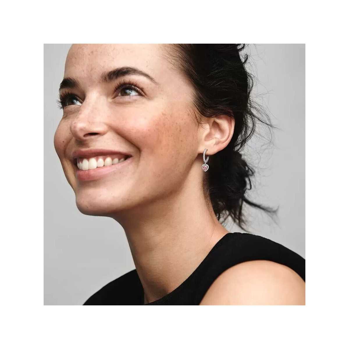 Pendientes Pandora Corazón Halo Brillante 291445C01