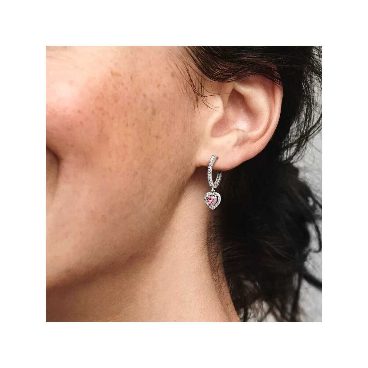 Pendientes Pandora Corazón Halo Brillante 291445C01