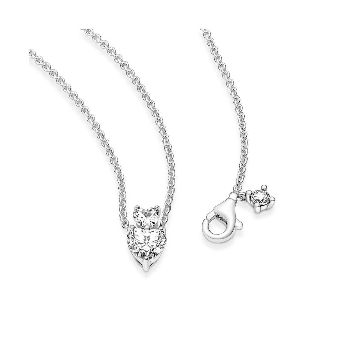 Collar Pandora Doble Corazón Brillante 391229C01-45
