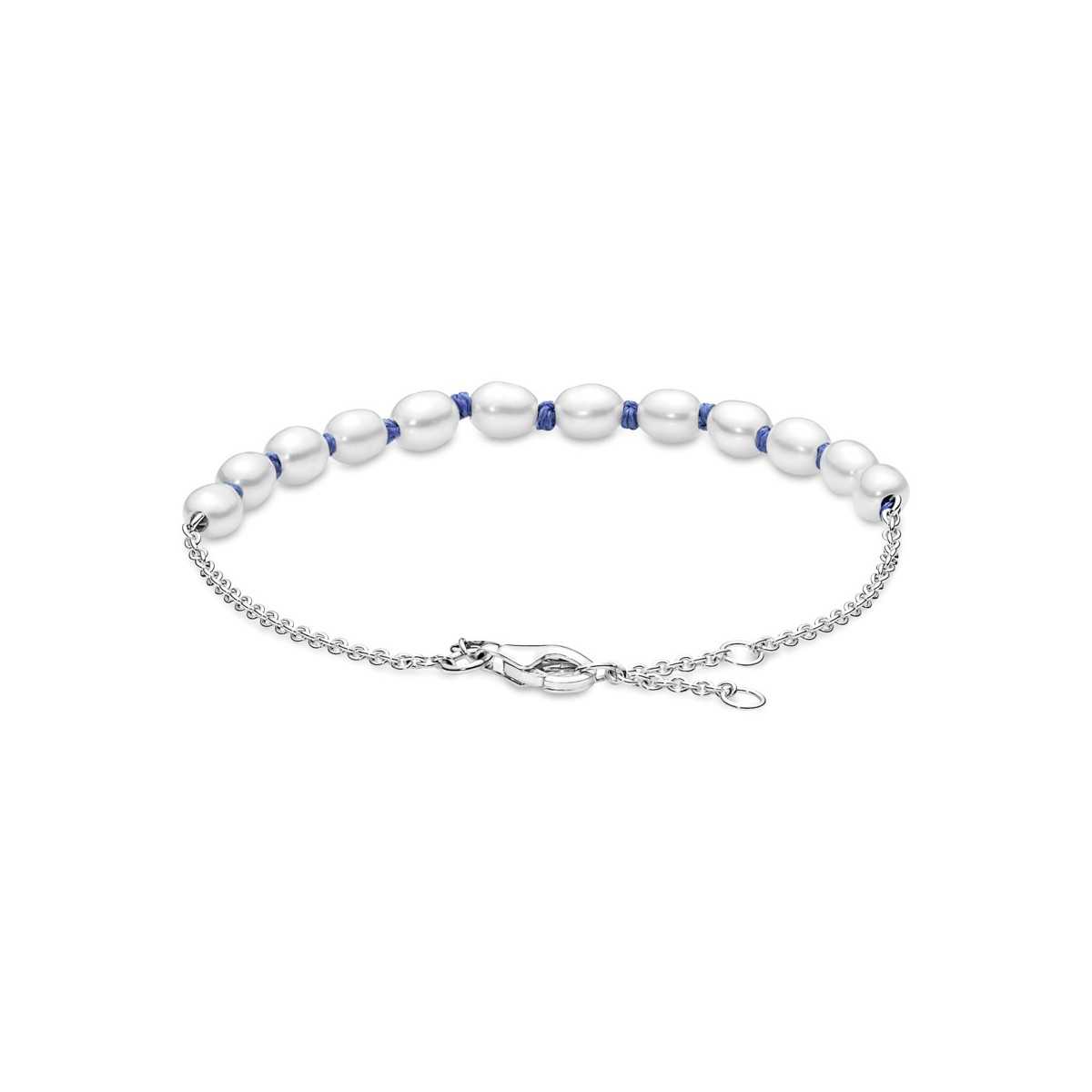 Pulsera Cordón Azul con Perlas Cultivadas de Agua Dulce 591689C01-20