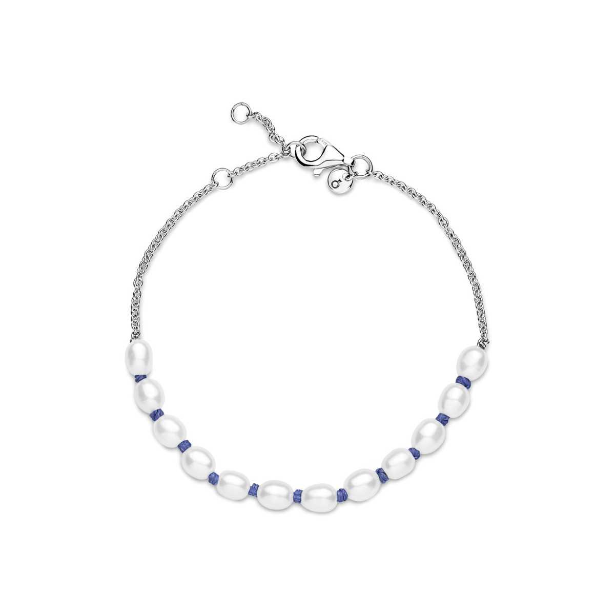 Pulsera Cordón Azul con Perlas Cultivadas de Agua Dulce 591689C01-20