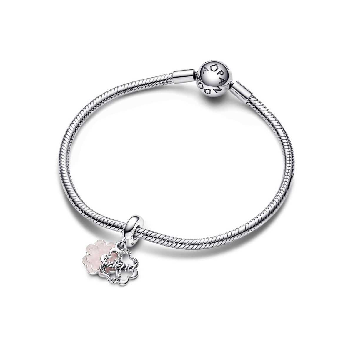 Charm Pandora Colgante Doble Trébol de Cuatro Hojas de la Amistad 792245C01
