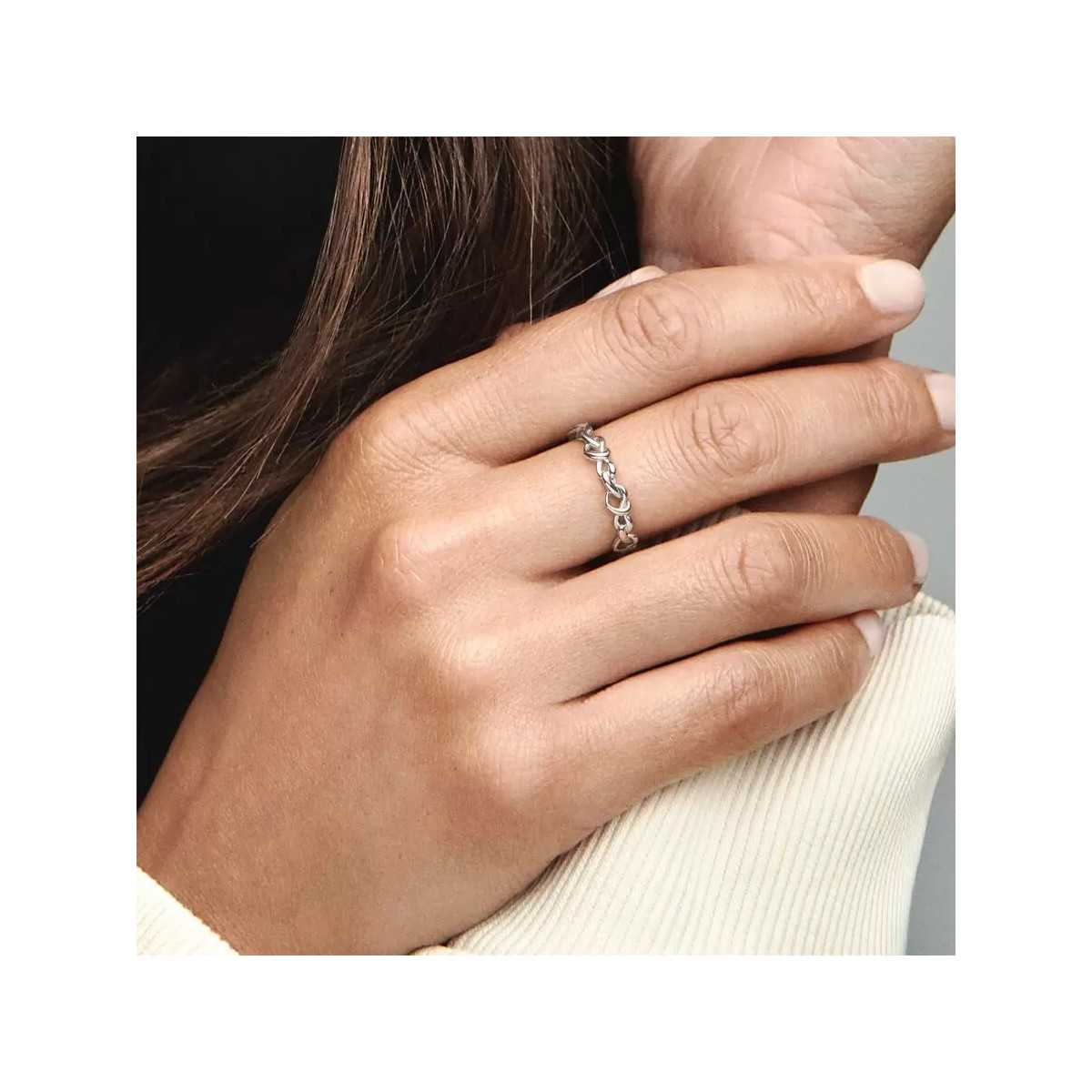 Anillo Pandora en plata de ley Corazones Anudados - 198018-60