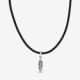 Choker Pandora  en plata de ley Pluma cuero negro - 397197CBK