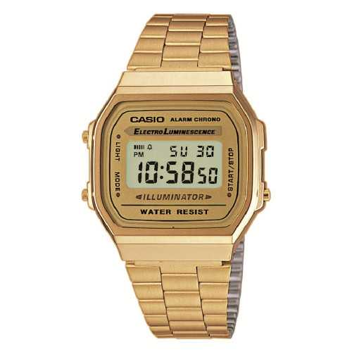 Reloj Casio Retro Dorado Digital Cuadrado A168WG-9EF