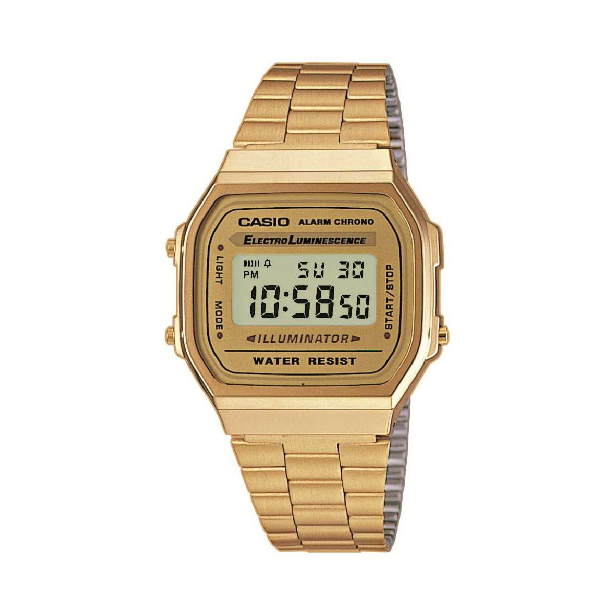 Reloj Casio Retro Dorado Digital Cuadrado A168WG-9EF