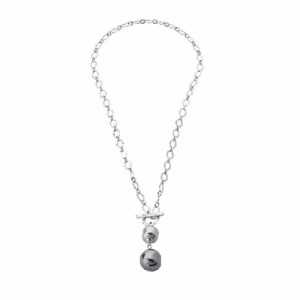 Collar corto plata perla gris 128327020000101