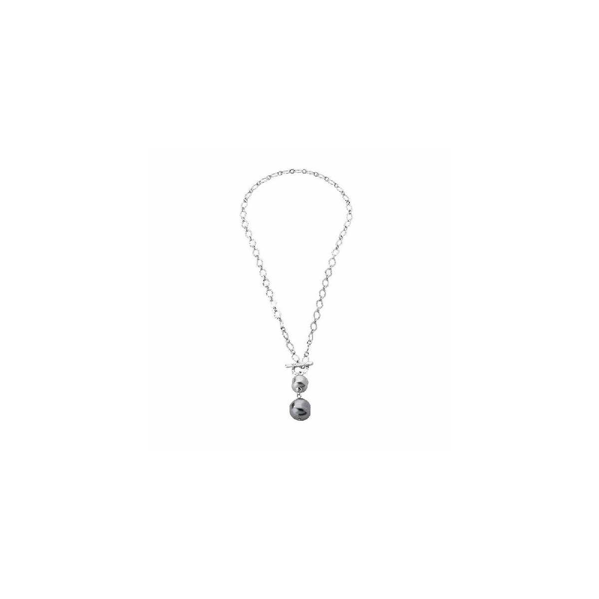 Collar corto plata perla gris 128327020000101