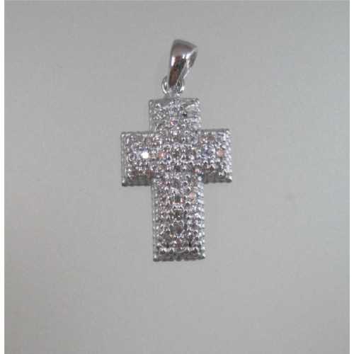 Cruz Colgante  Oro Blanco Circonitas