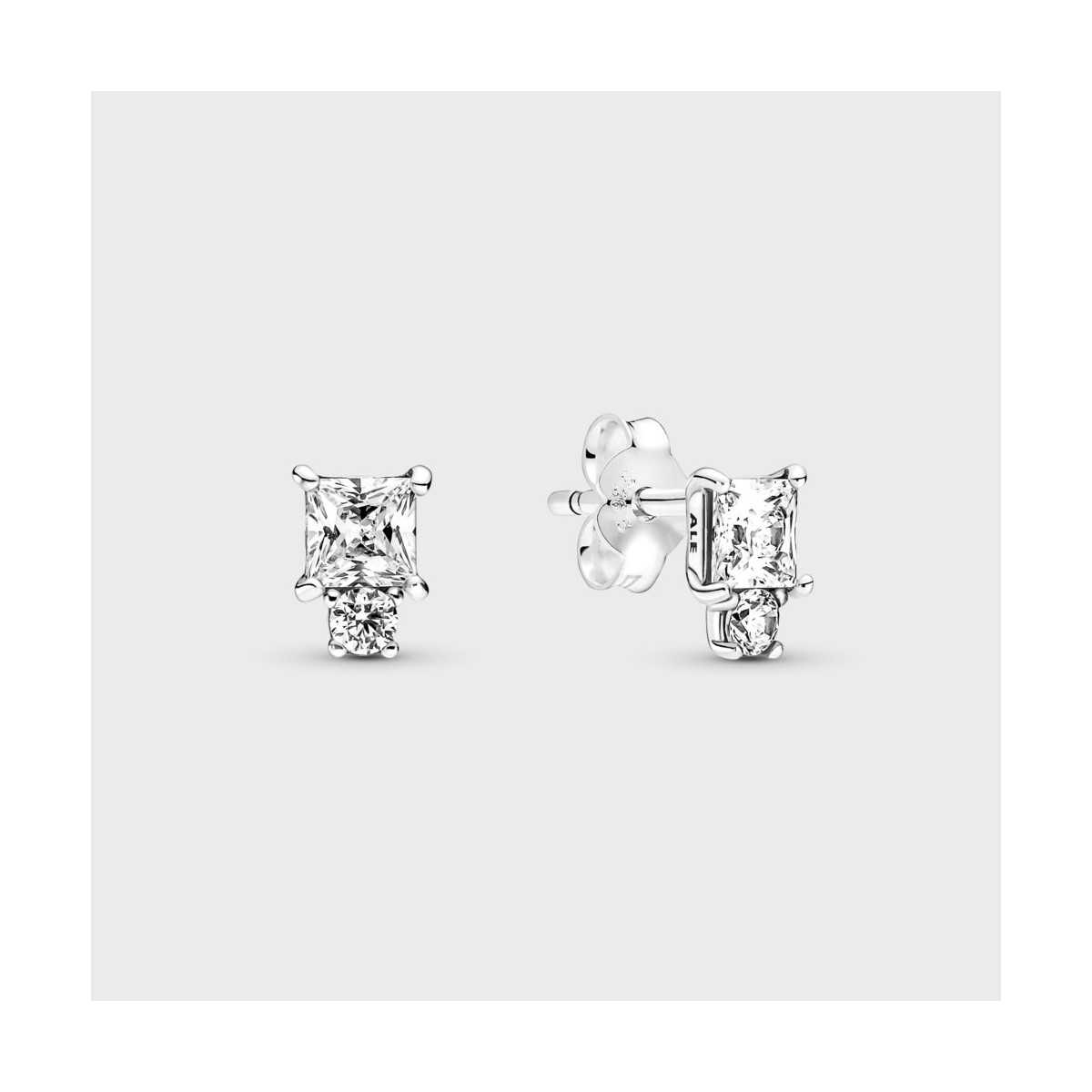 Pendientes Pandora Círculo & Cuadrado Brillantes 290036C01