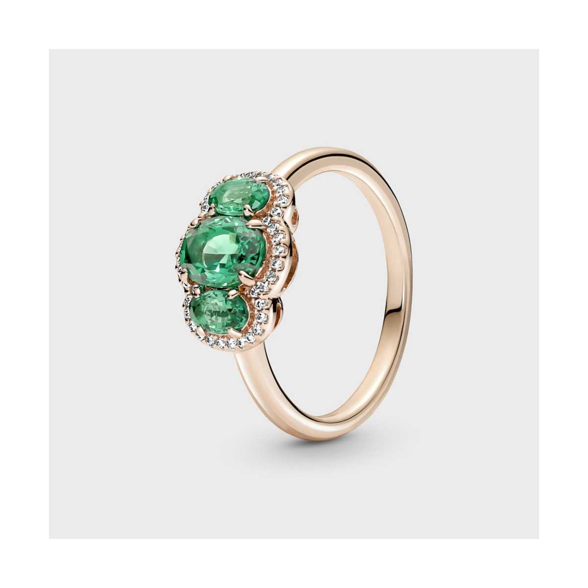 Anillo Pandora Vintage Tres Piedras Verdes - 180057C01