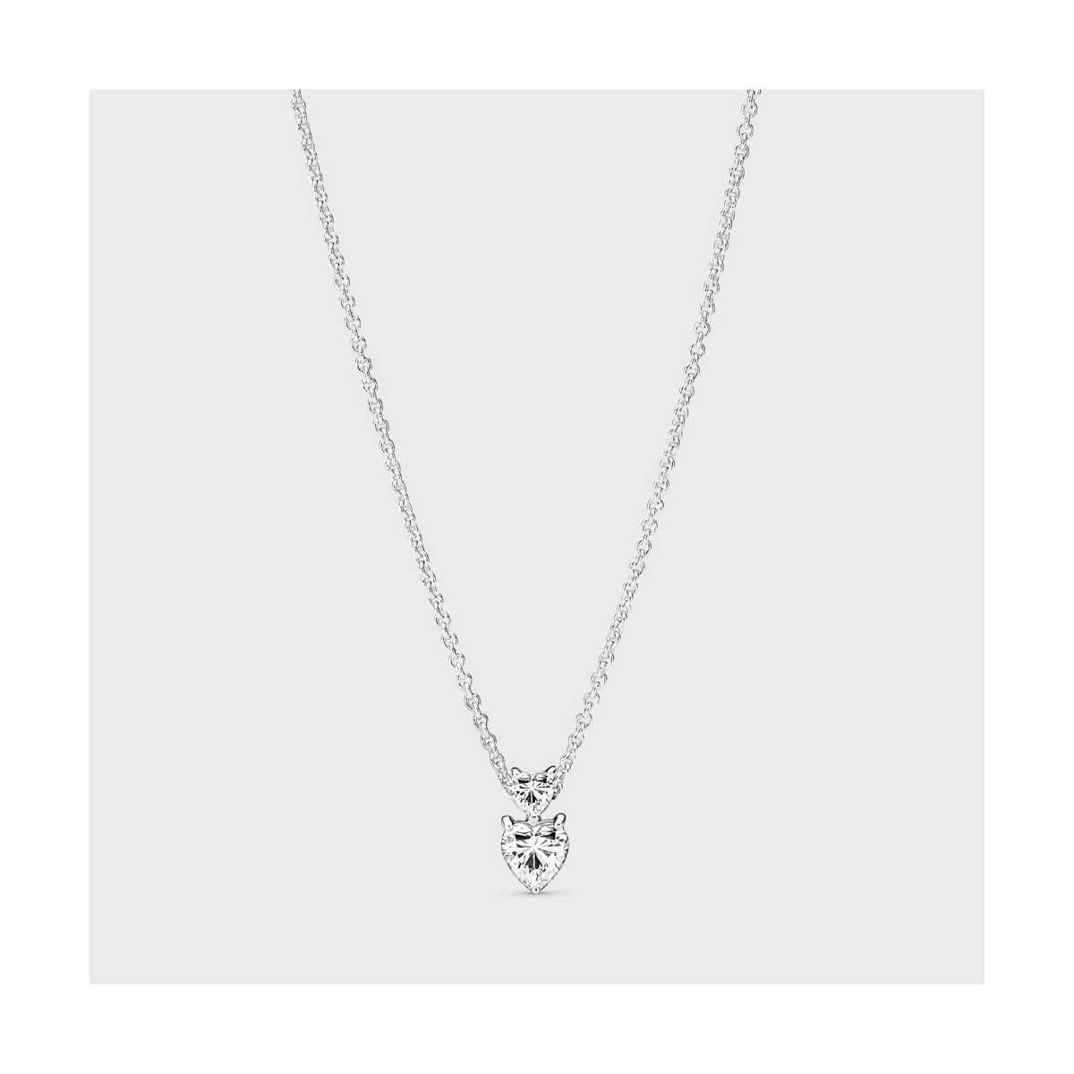 Collar Pandora Doble Corazón Brillante 391229C01-45