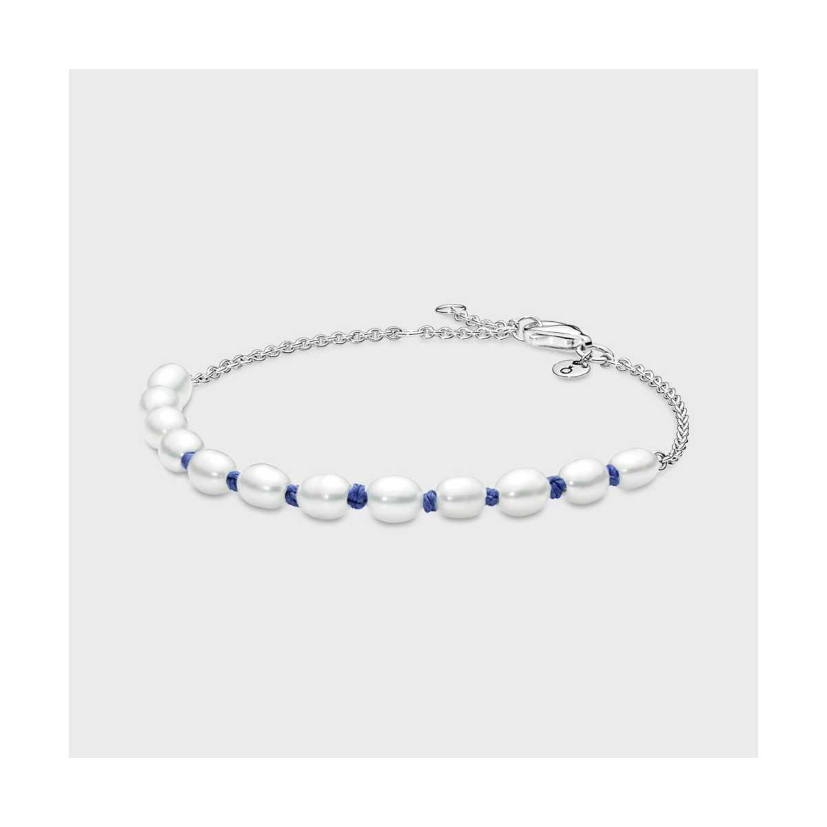 Pulsera Cordón Azul con Perlas Cultivadas de Agua Dulce 591689C01-20