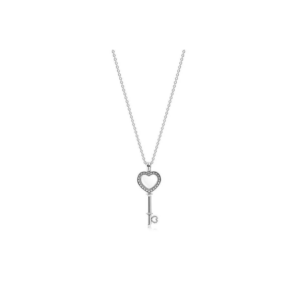 Collar plata circ locket llave - 396581CZ