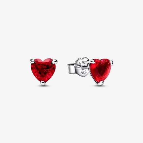 Pendientes Pandora de Botón Corazón Rojo 292549C01